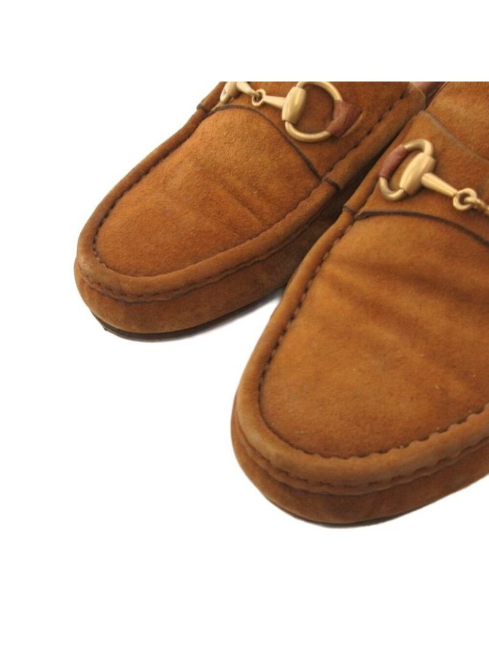 Gucci Horsebit Loafers Suede Gold 36 Brown - Picture 3 of 9